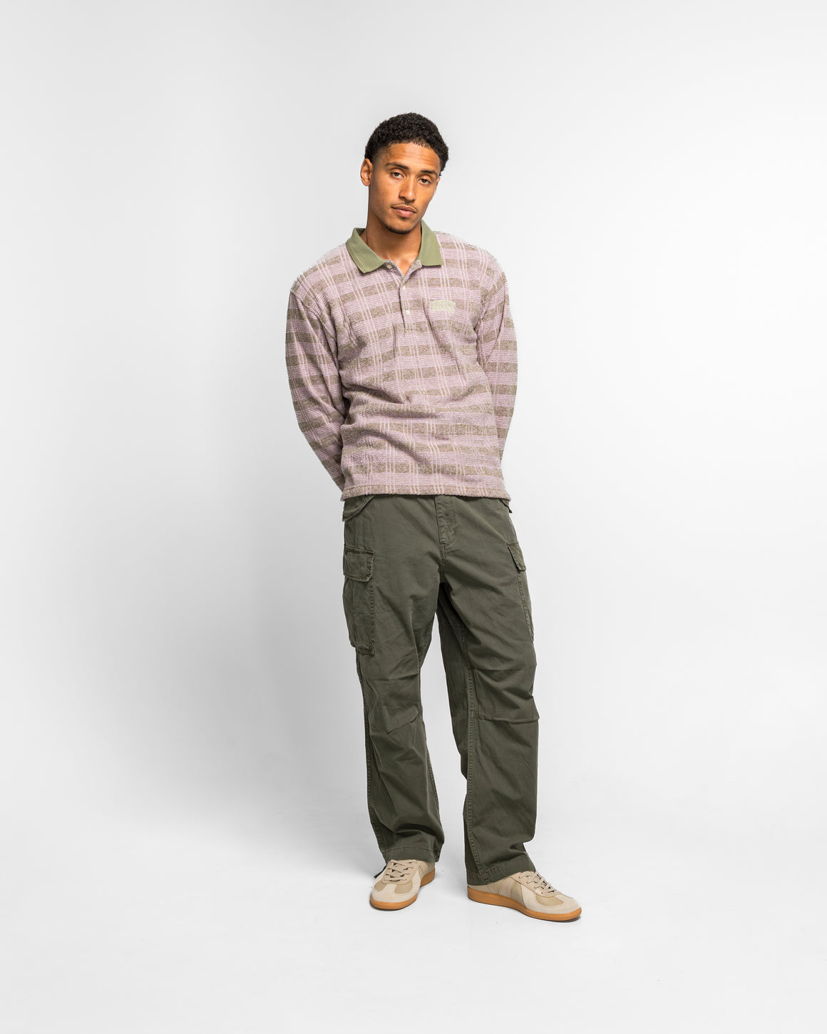 thisisneverthat - Striped Rugby LS Top - Light Olive - UP THERE