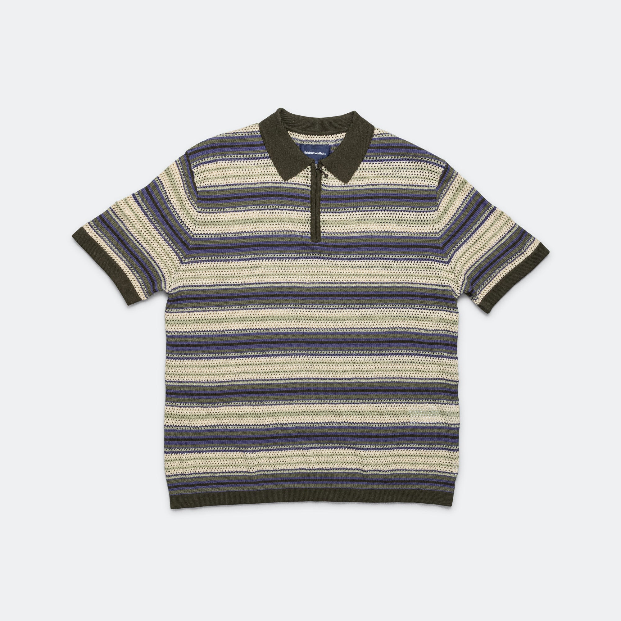 本日限定Cotton Knit Short-Sleeve Polo オリーブ 1 Knit Buttonless Olive – Stylish Men's Knitwear | Territory London