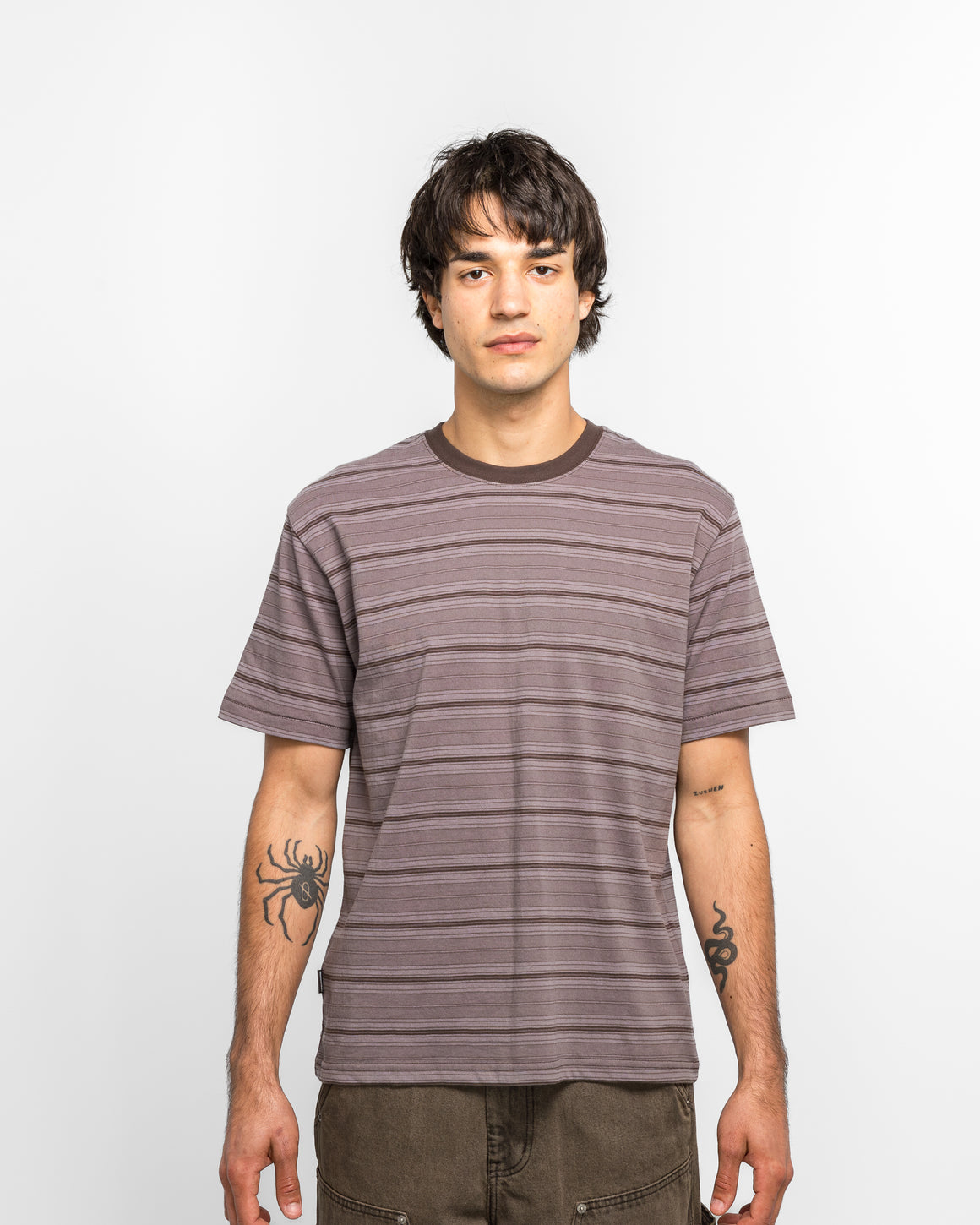 thisisneverthat - Striped SS Tee - Brown - UP THERE