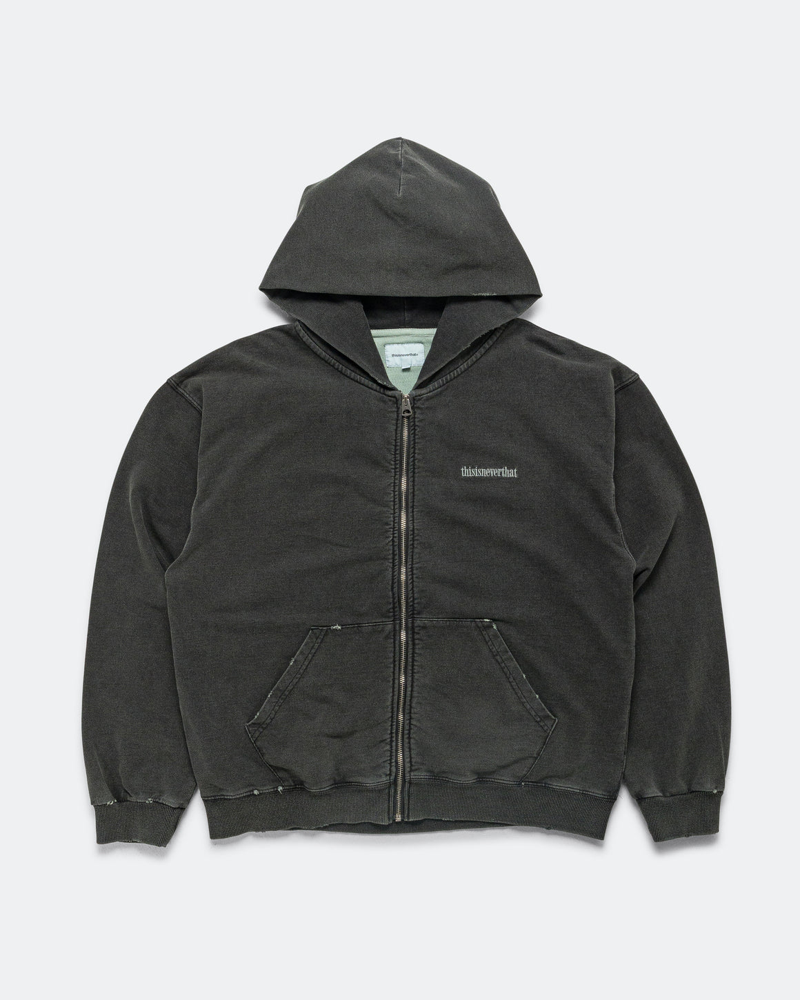 thisisneverthat - Damaged Zip Up Hoodie - Faded Black - UP THERE