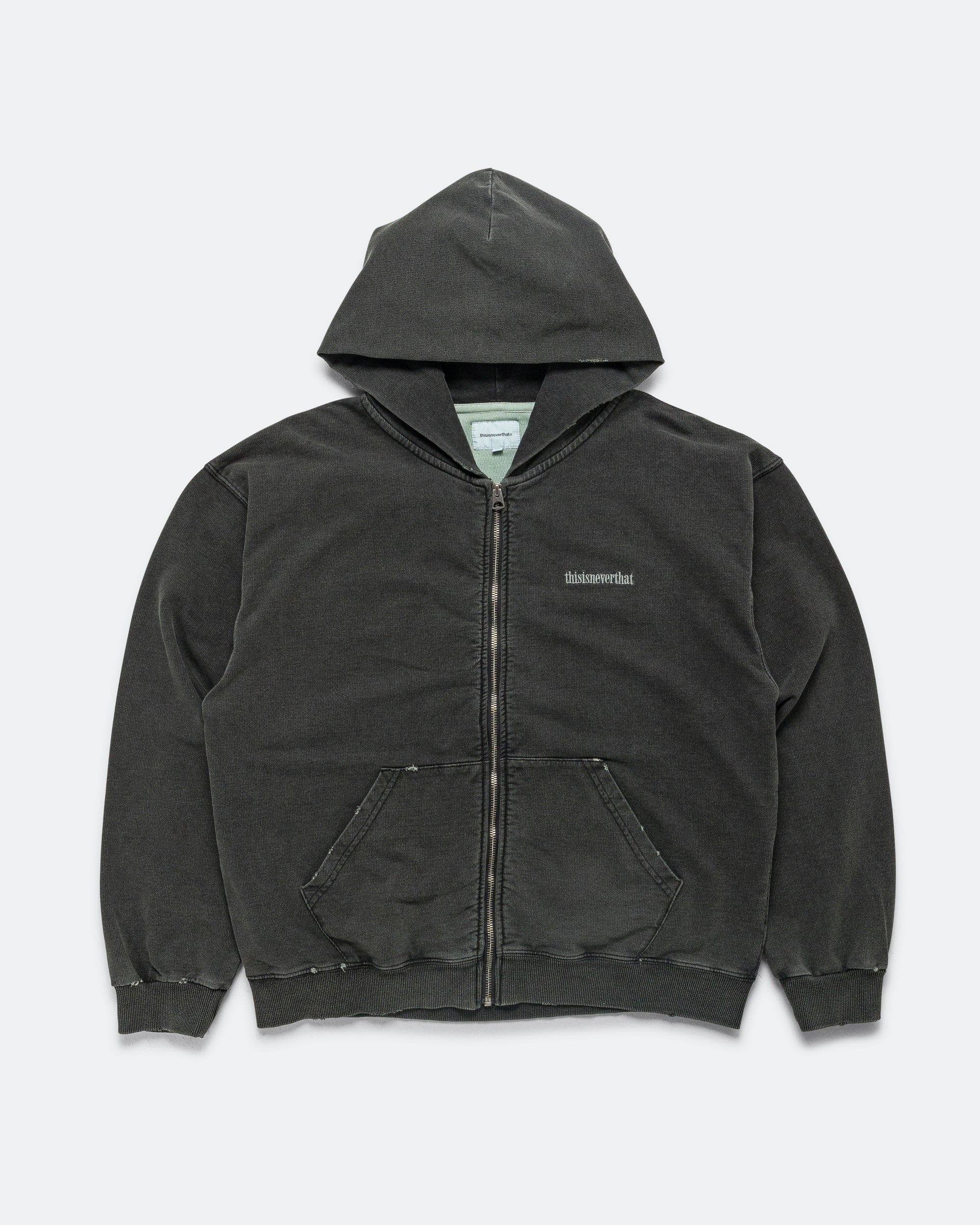 thisisneverthat - Damaged Zip Up Hoodie - Faded Black | UP THERE