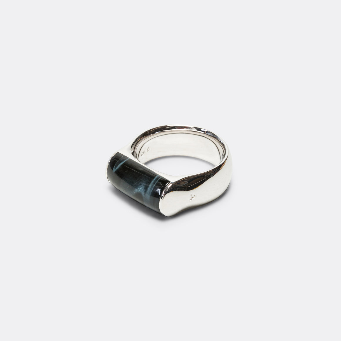 Crest Ring Blue Hawk Eye - 925 Silver