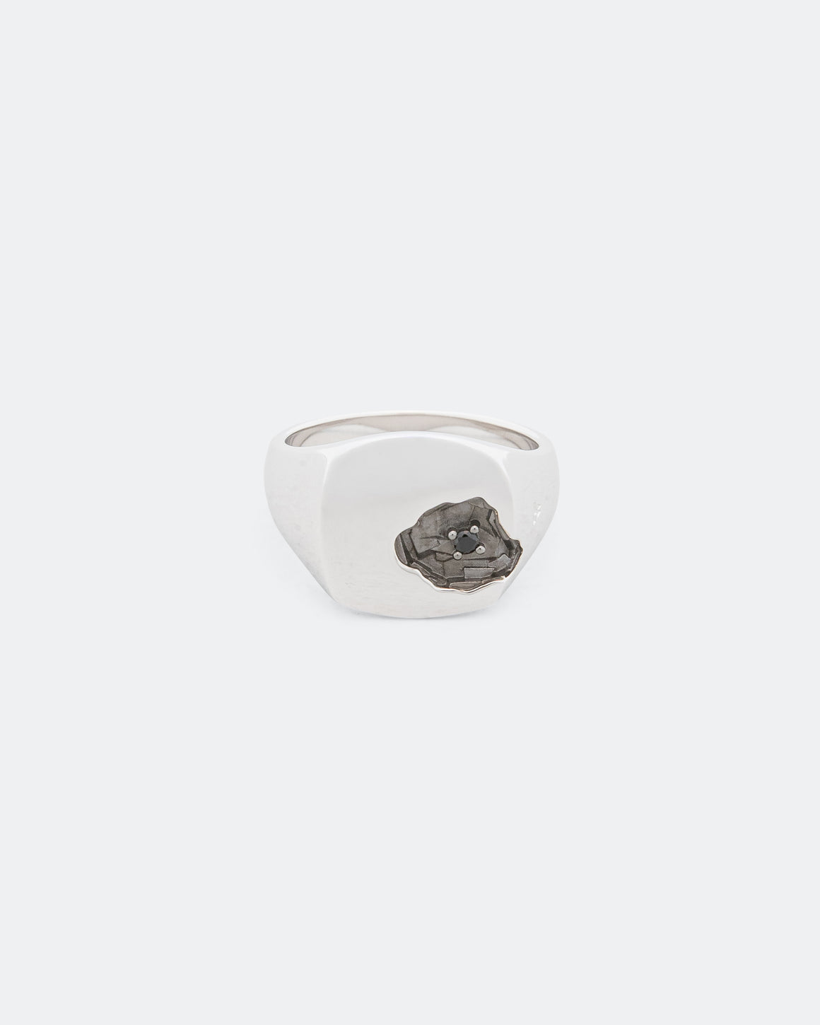 Tom Wood - Mined Ring Large Black Spinel - 925 Sterling Silver/Black Ruthenium Plating - UP THERE