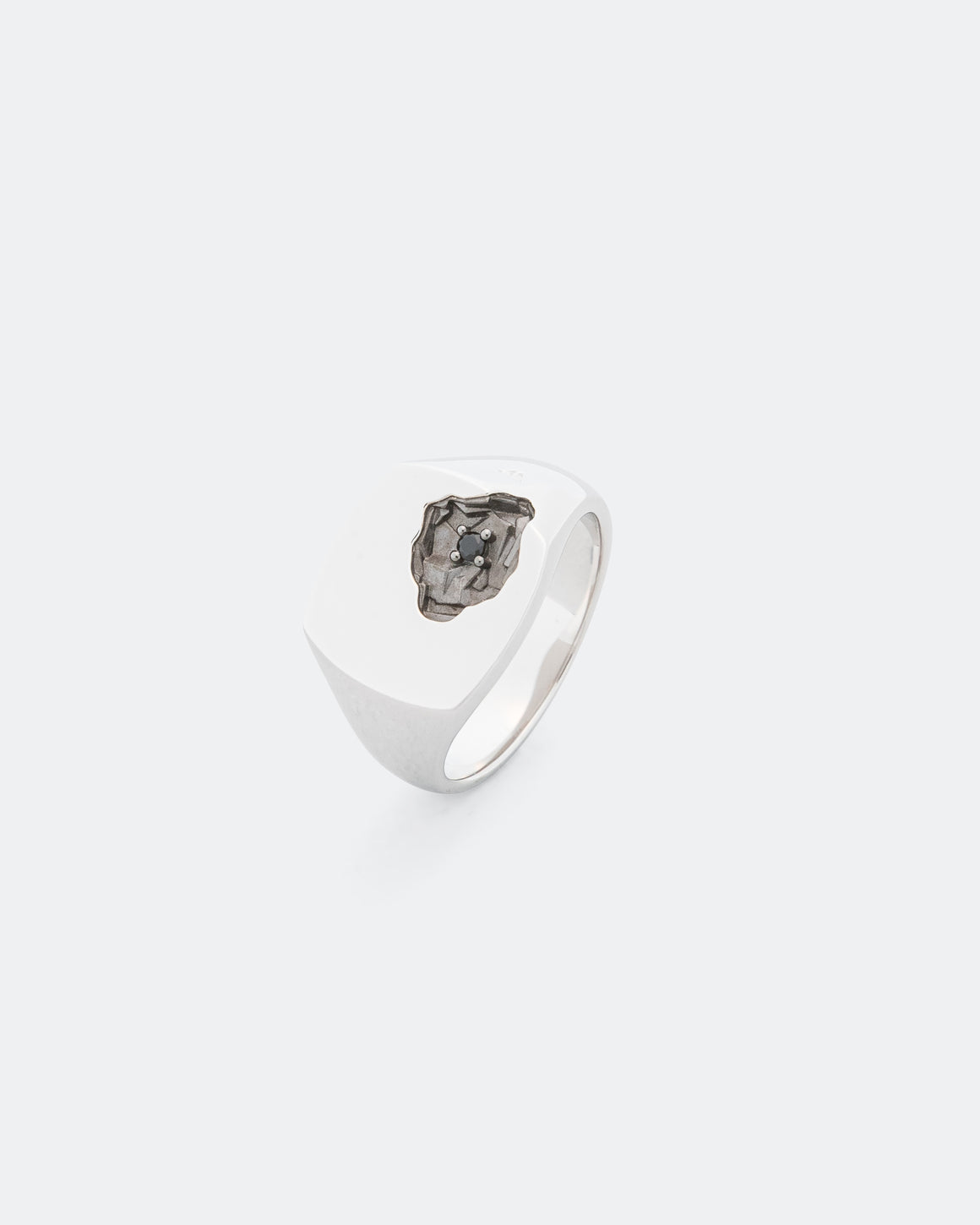 Tom Wood - Mined Ring Large Black Spinel - 925 Sterling Silver/Black Ruthenium Plating - UP THERE