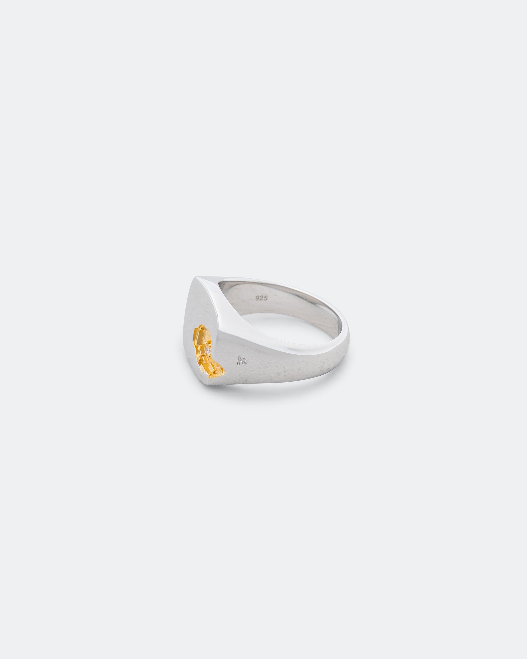 Mined Ring Large Diamond - 18K Gold/925 Silver | UP THERE