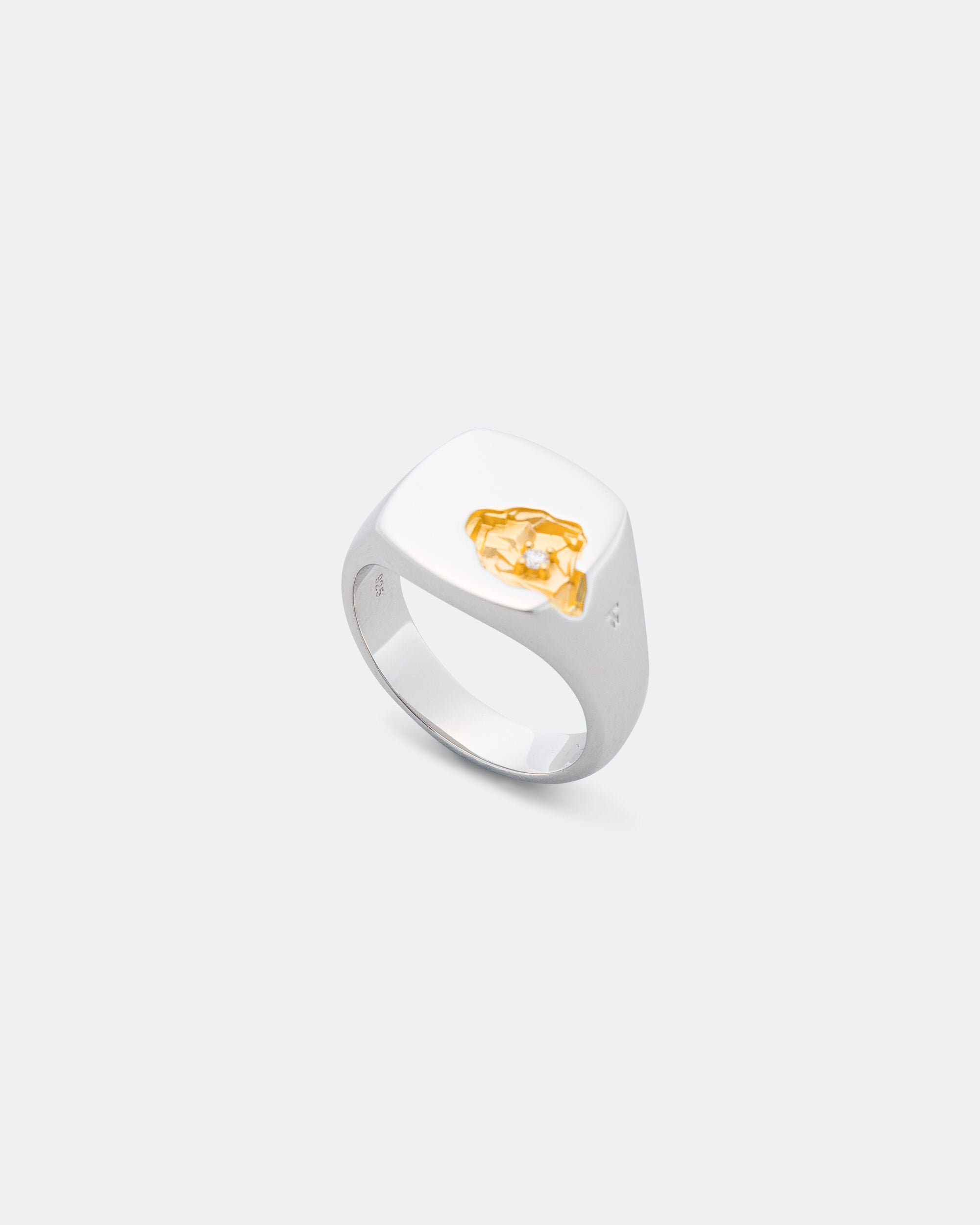 Mined Ring Large Diamond - 18K Gold/925 Silver | UP THERE