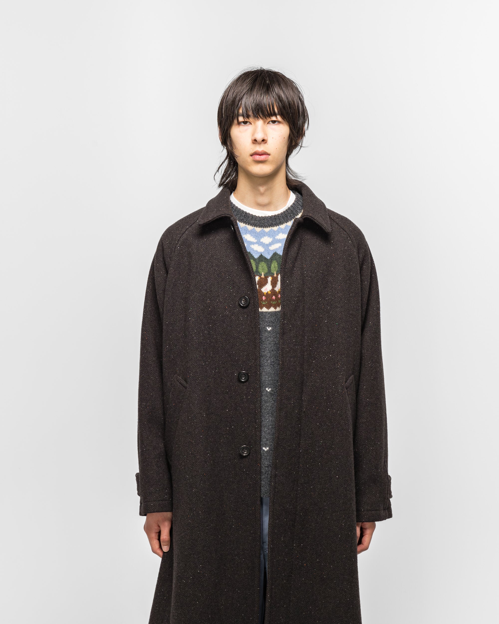 Unlikely - Balmacaan Coat - Brown Nep Tweed | UP THERE