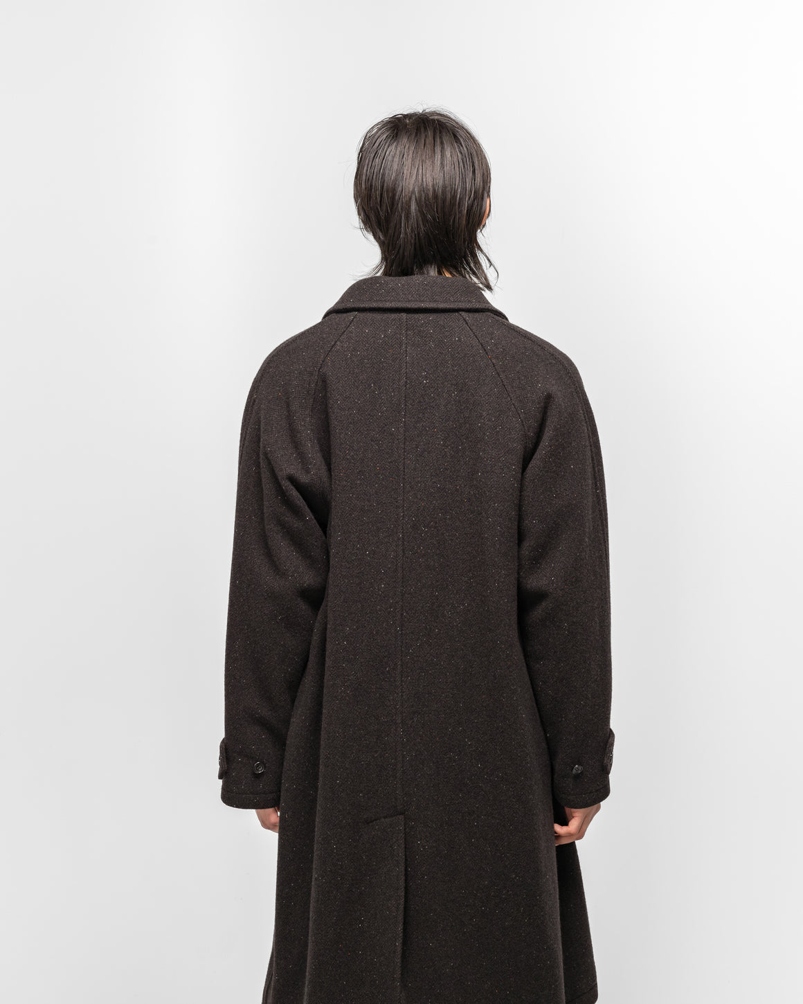 Unlikely - Balmacaan Coat - Brown Nep Tweed - UP THERE