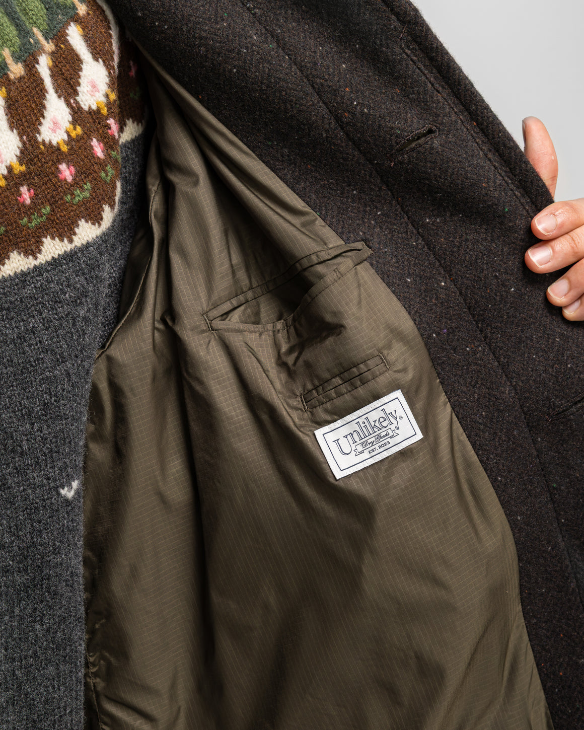 Unlikely - Balmacaan Coat - Brown Nep Tweed - UP THERE