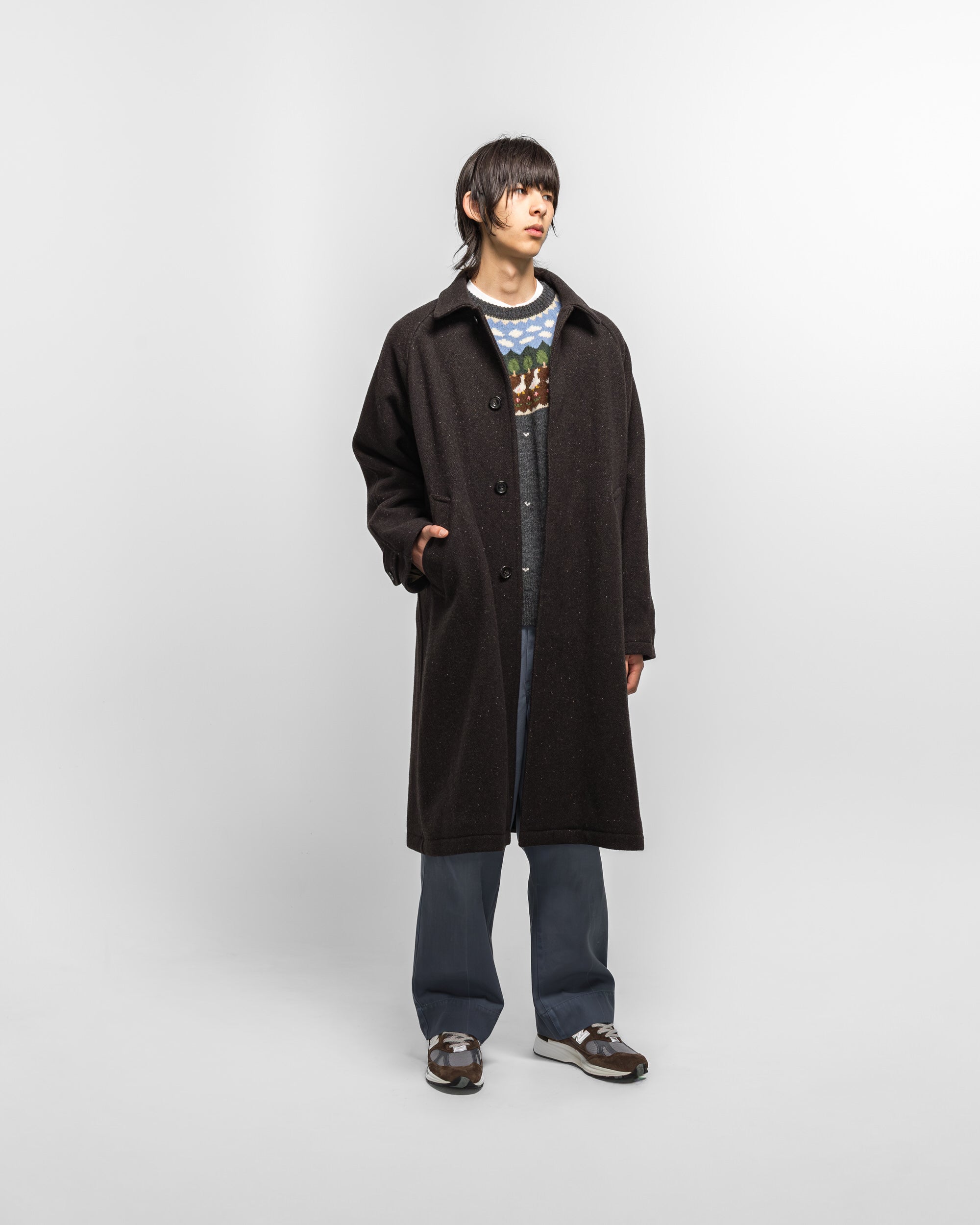 Unlikely - Balmacaan Coat - Brown Nep Tweed | UP THERE