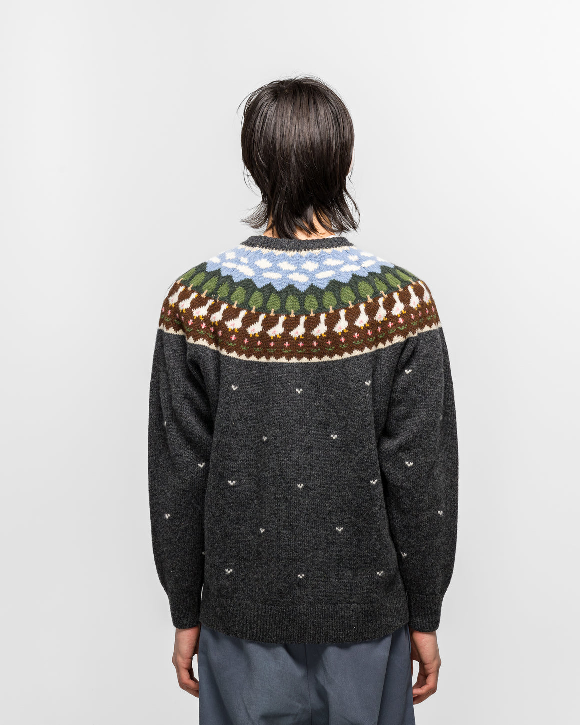 Unlikely - Fair Isle Duck Sweater - Charcoal Grey - UP THERE