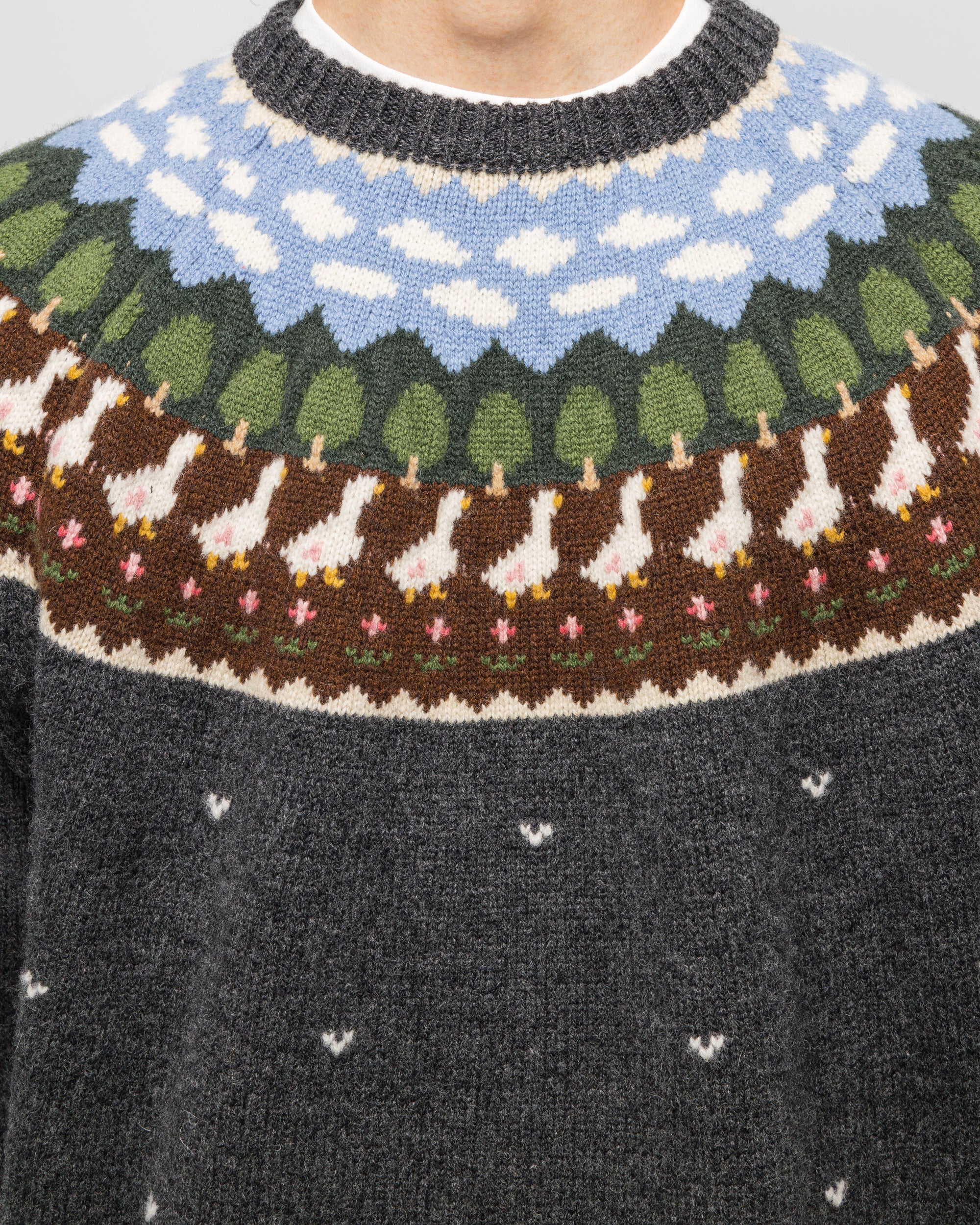 T*Y様 Unlikely Fair Isle Duck ニット M セーター Unlikely - Fair Isle Duck Sweater - Charcoal Grey | UP THERE