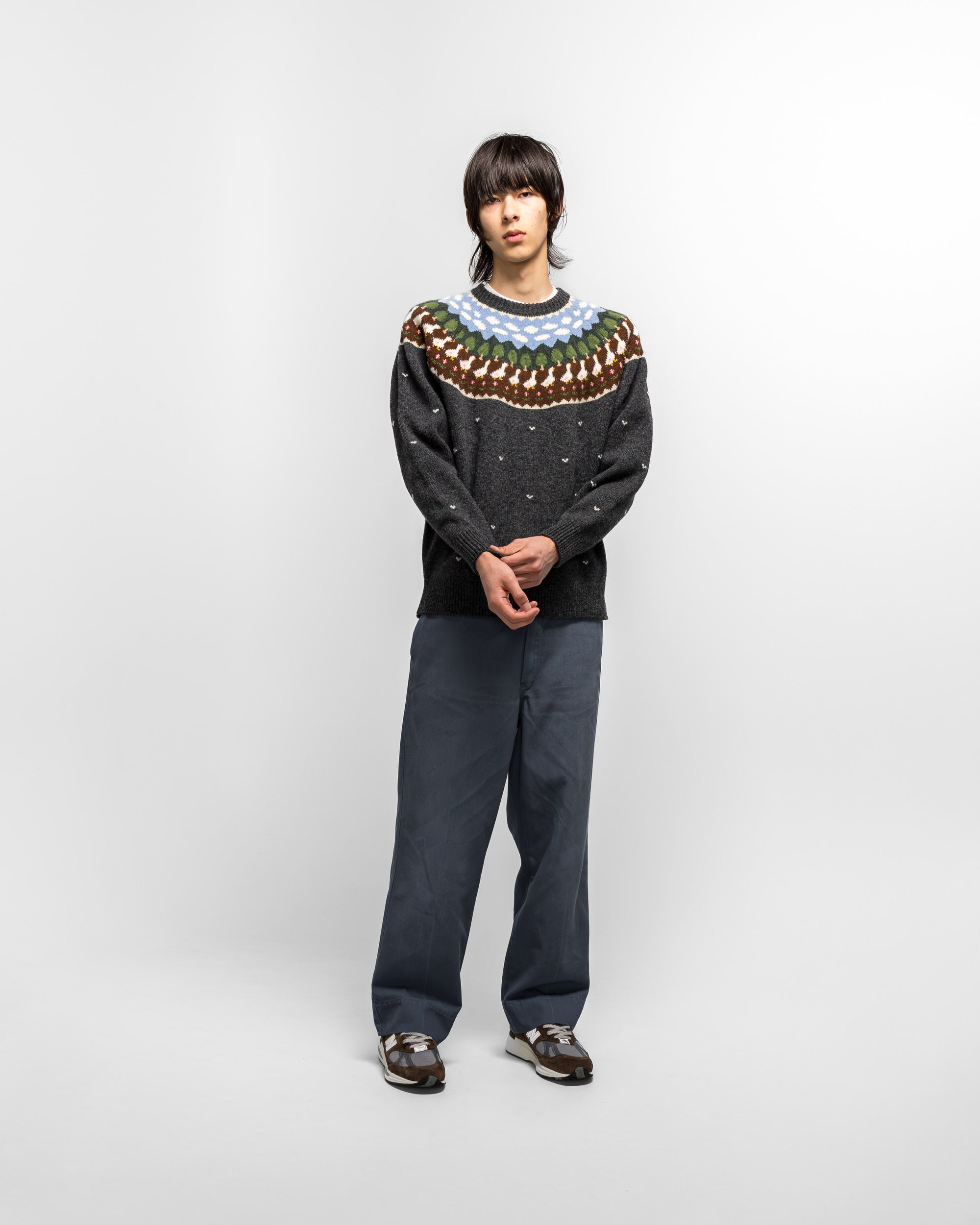 Unlikely - Fair Isle Duck Sweater - Charcoal Grey | UP THERE