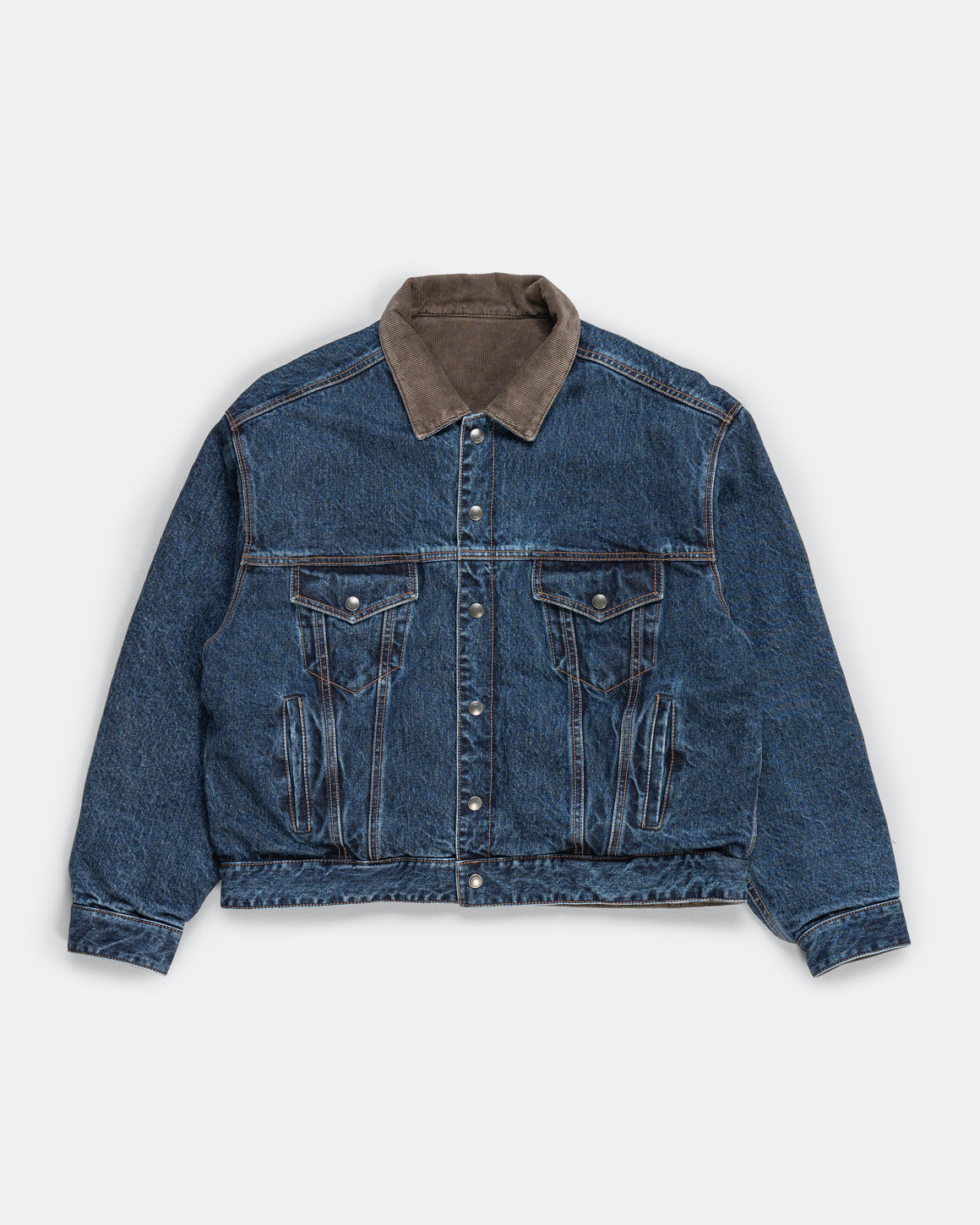 Unlikely - Reversible Trucker Jacket - Indigo/Brown - UP THERE