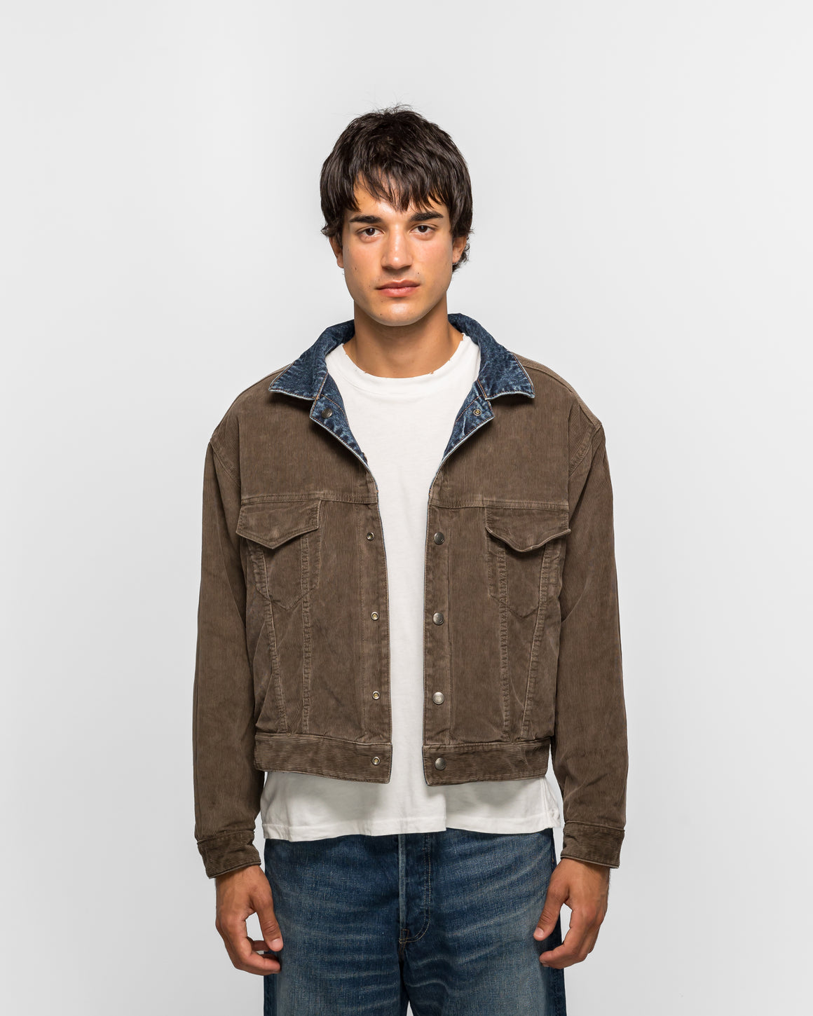 Unlikely - Reversible Trucker Jacket - Indigo/Brown - UP THERE