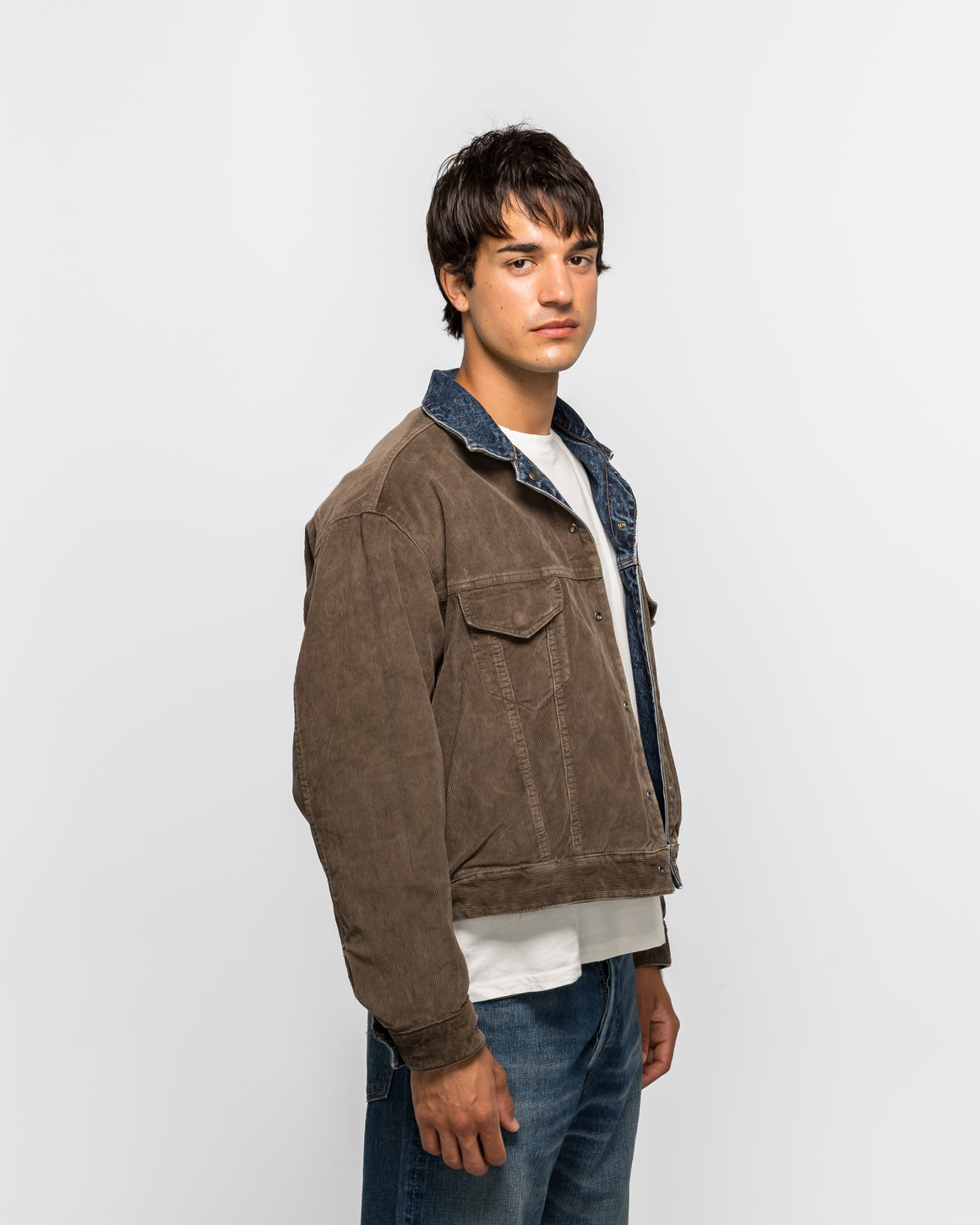 Unlikely - Reversible Trucker Jacket - Indigo/Brown - UP THERE