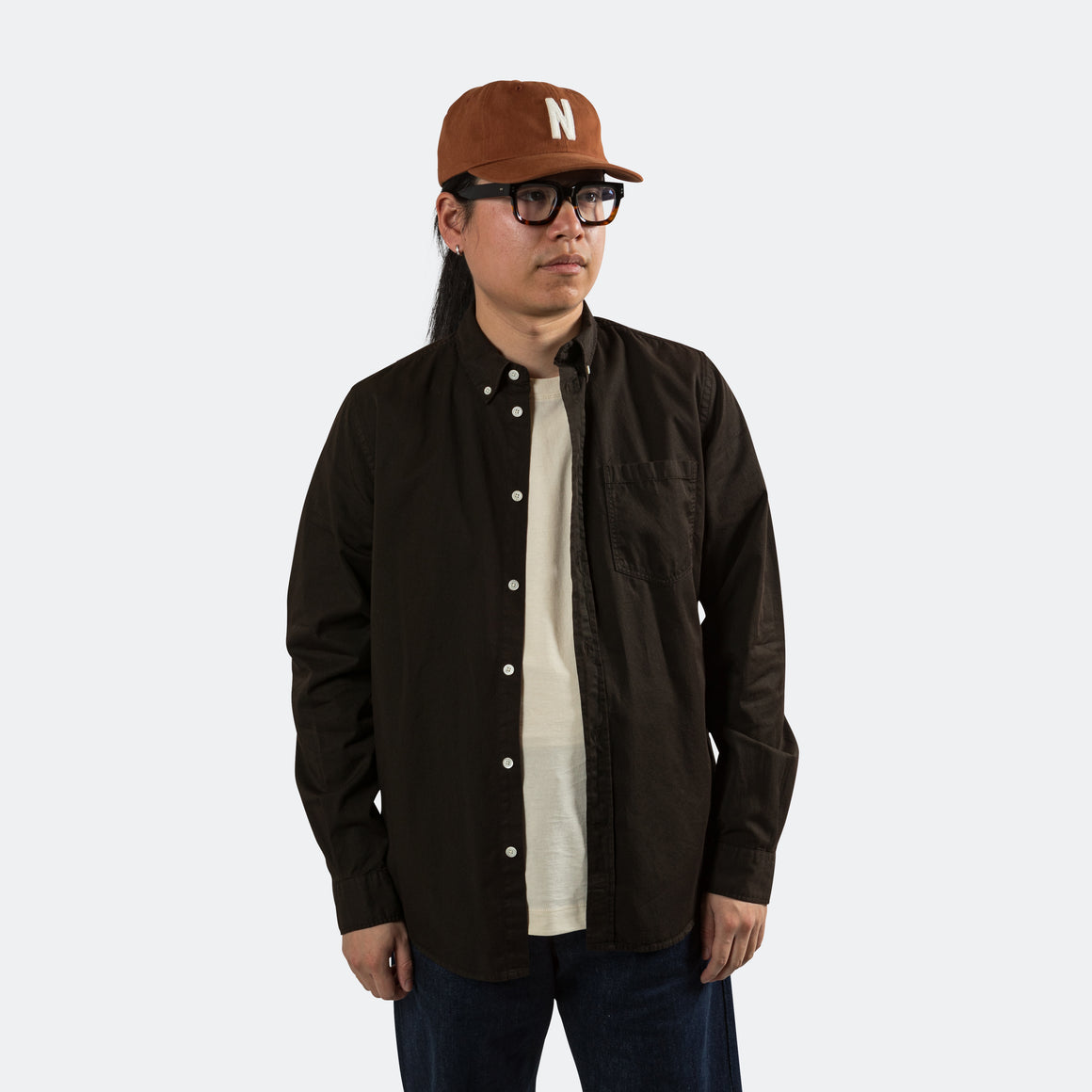 Norse Projects - Anton Light Twill Shirt - Espresso - UP THERE