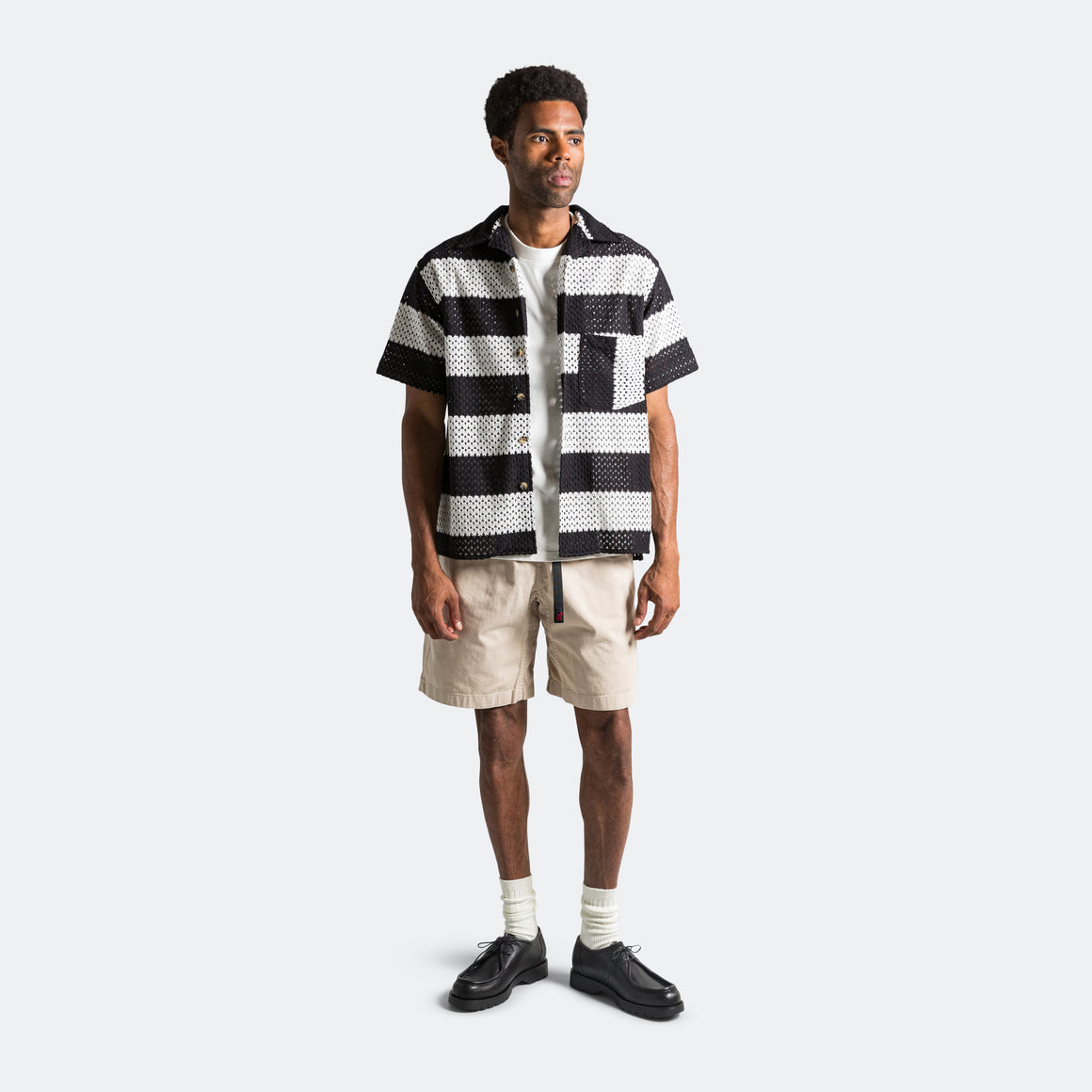 Camp Shirt Striped Lace - Black/White