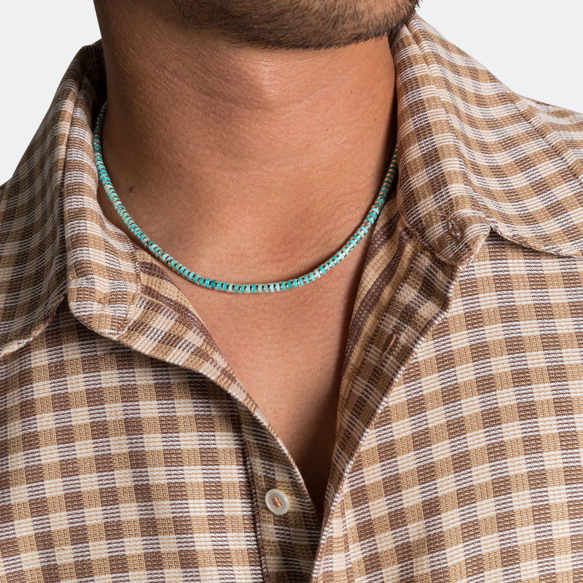 Heishi Hematite Necklace - Turquoise