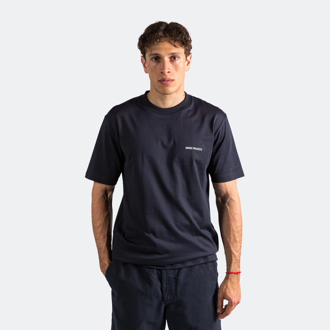 Norse Projects - Johannes Logo T-Shirt - Dark Navy - UP THERE
