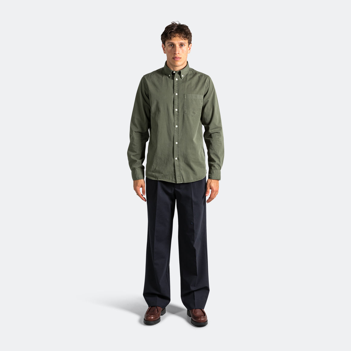 Norse Projects - Anton Light Twill Shirt - Spruce Green - UP THERE
