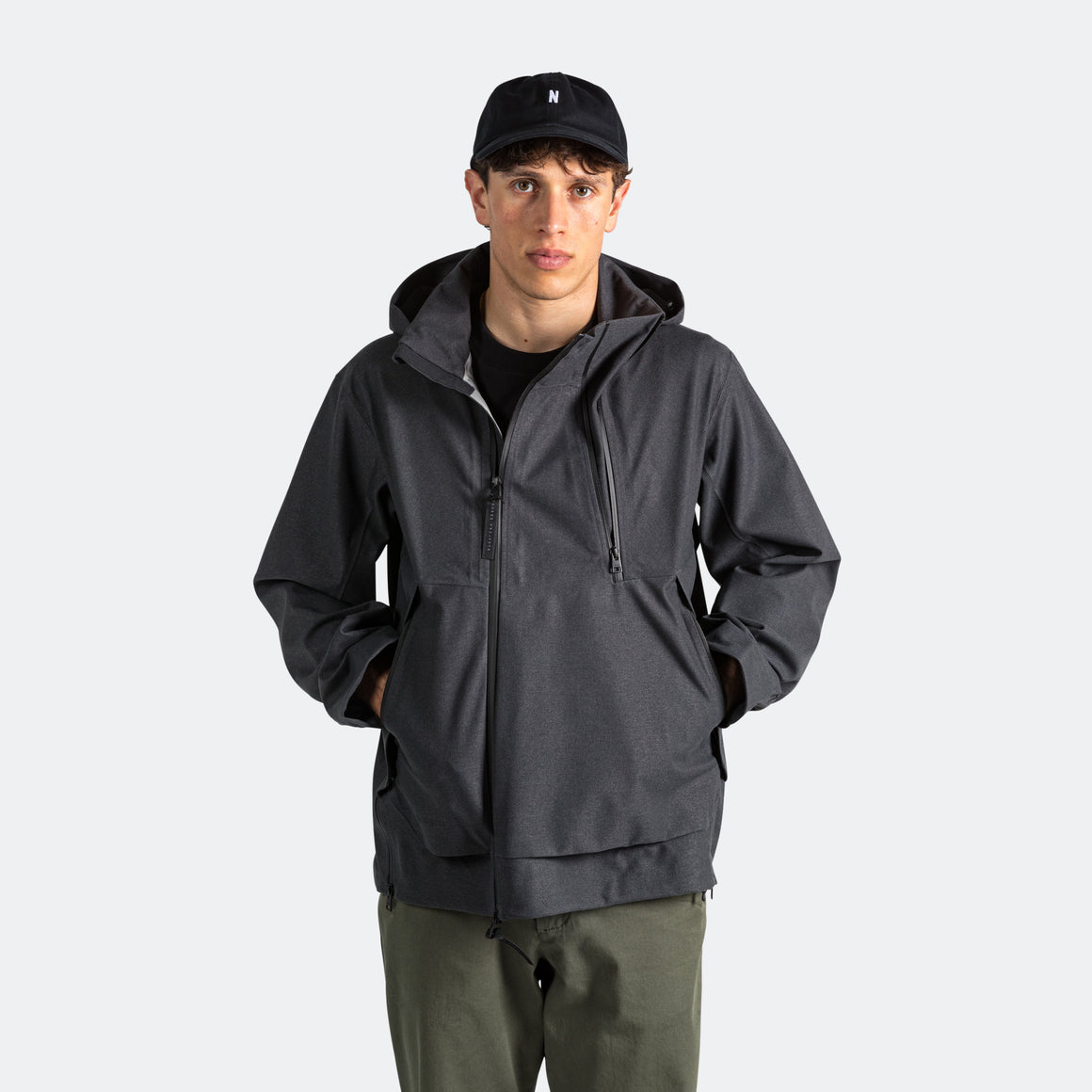 Textured Twill GORE-TEX® 3L Stand Collar Jacket - Charcoal Grey