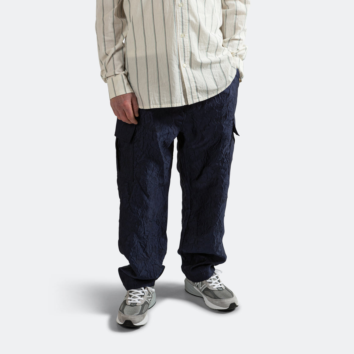 Lite Year - Italian Wrinkle Cargo Pant - Navy - UP THERE