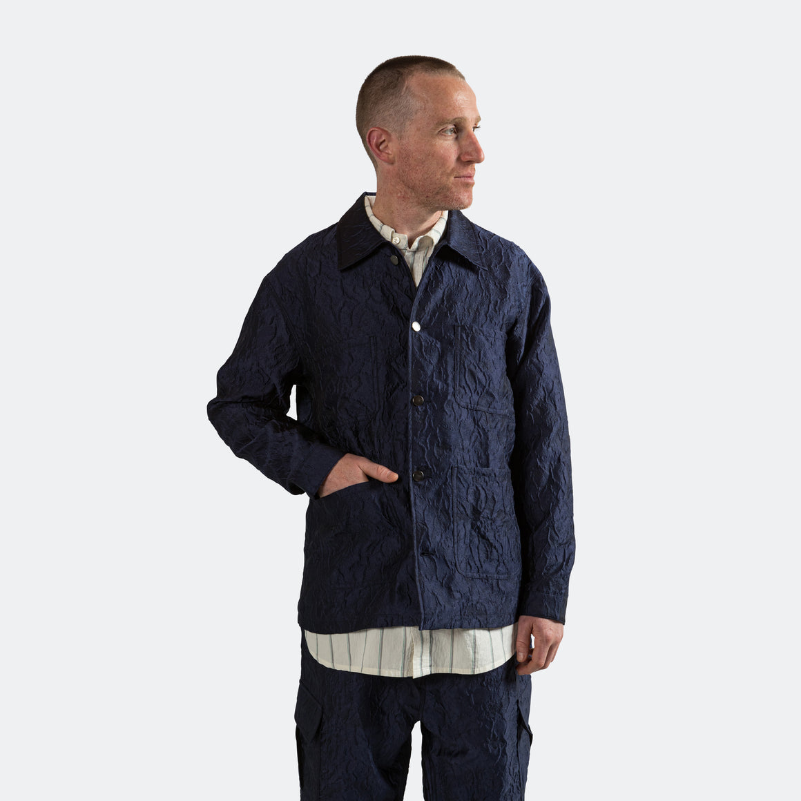 Lite Year - Italian Wrinkle Chore Coat - Navy - UP THERE