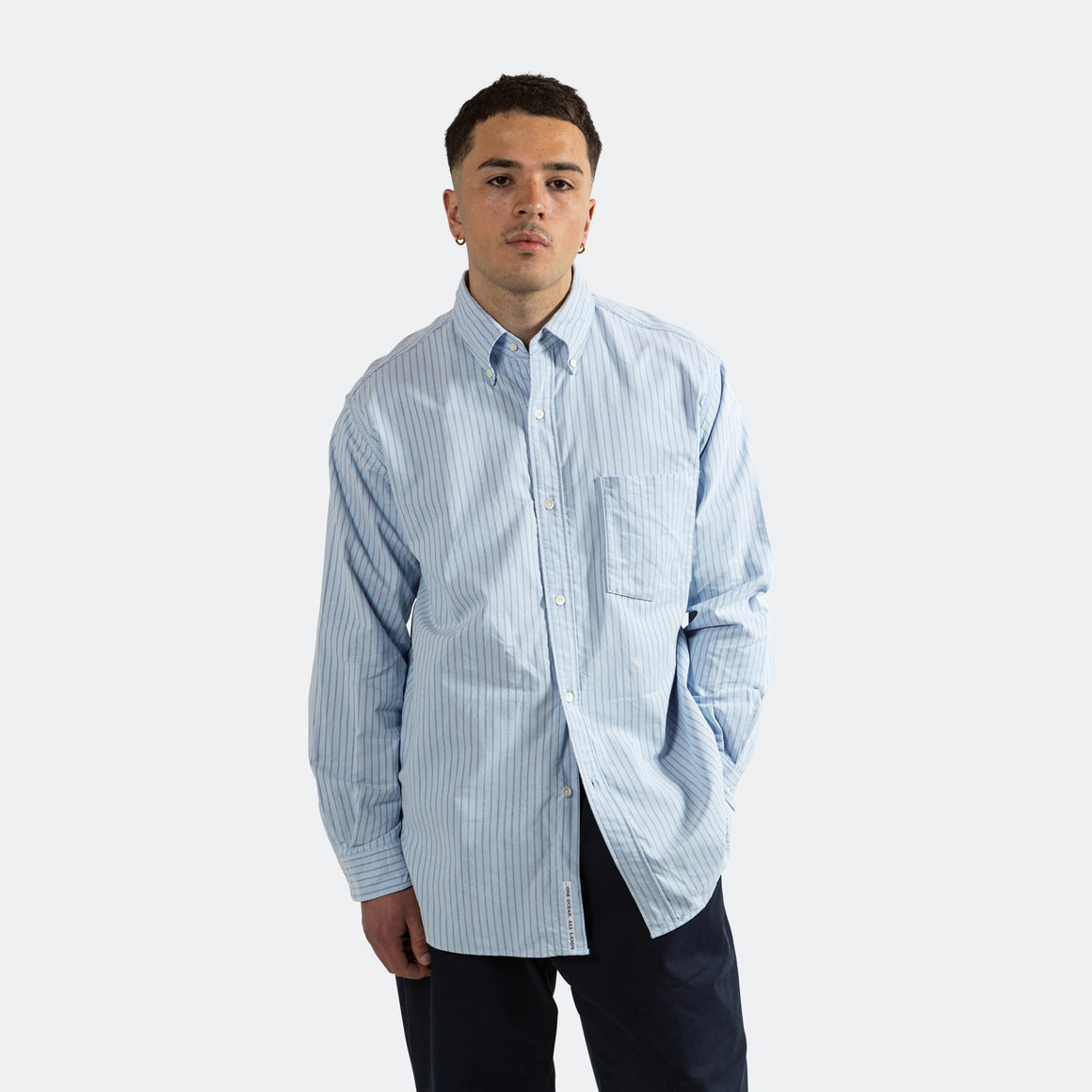 Nanamica - Button Down Stripe Wind Shirt - Sax - UP THERE