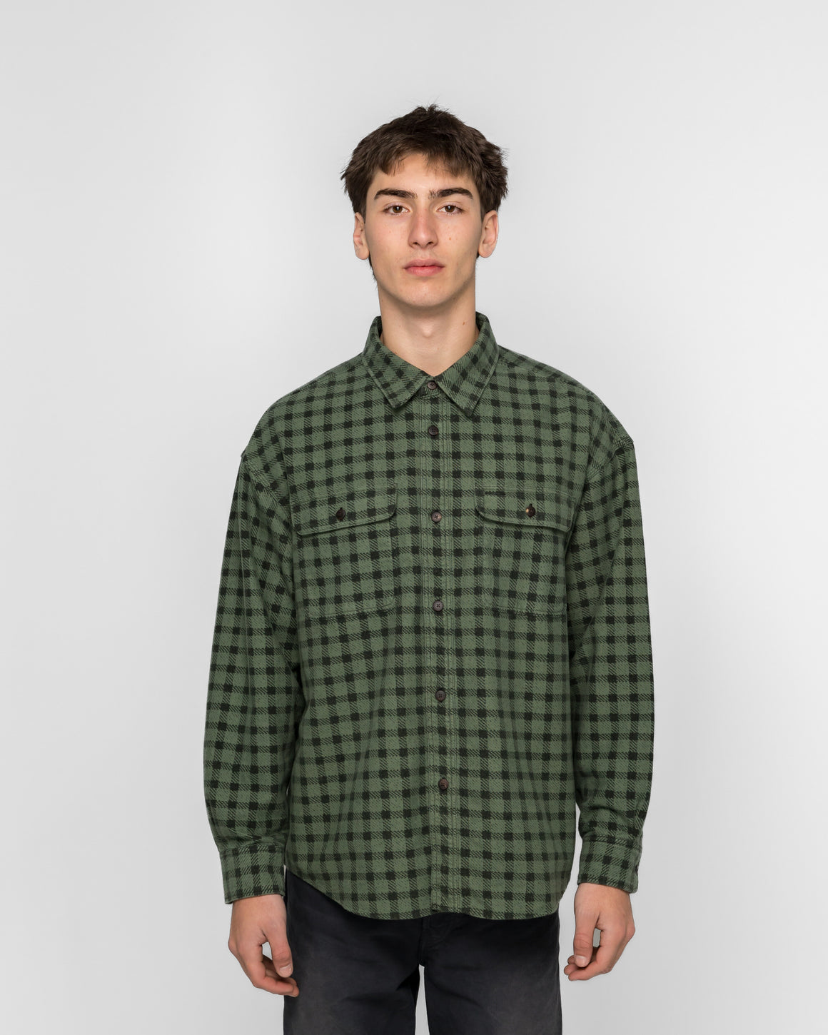 Visvim - Langer Check L/S - Green - UP THERE