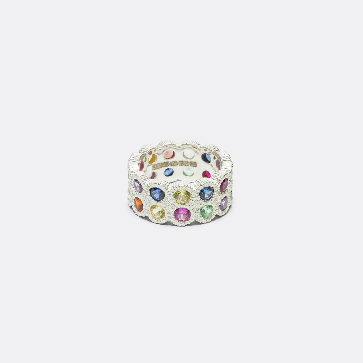 Flowers Grow Together Eternity Ring - Rainbow Sapphires/925 Silver