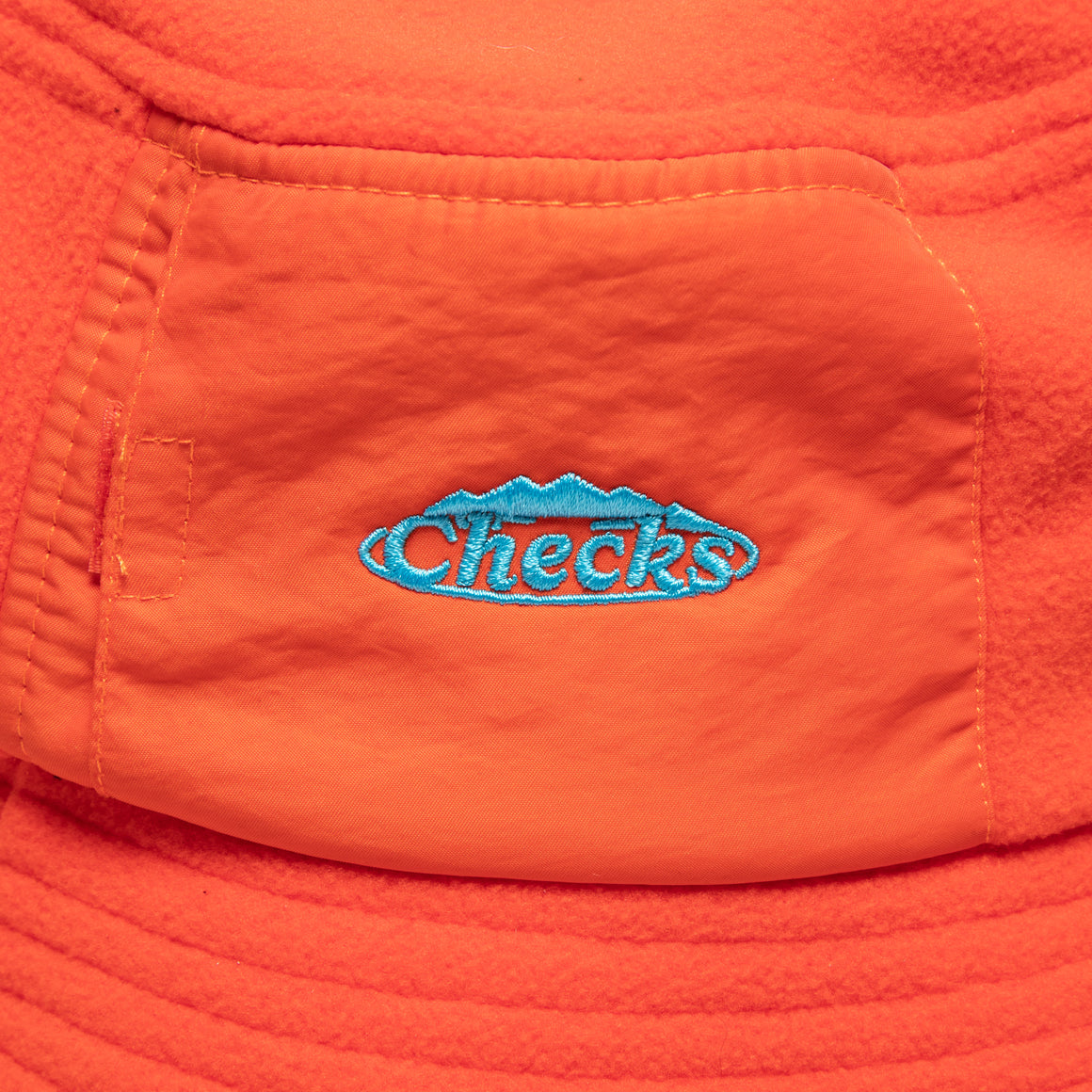 Checks - Pile Fleece Bucket Hat - Orange - UP THERE