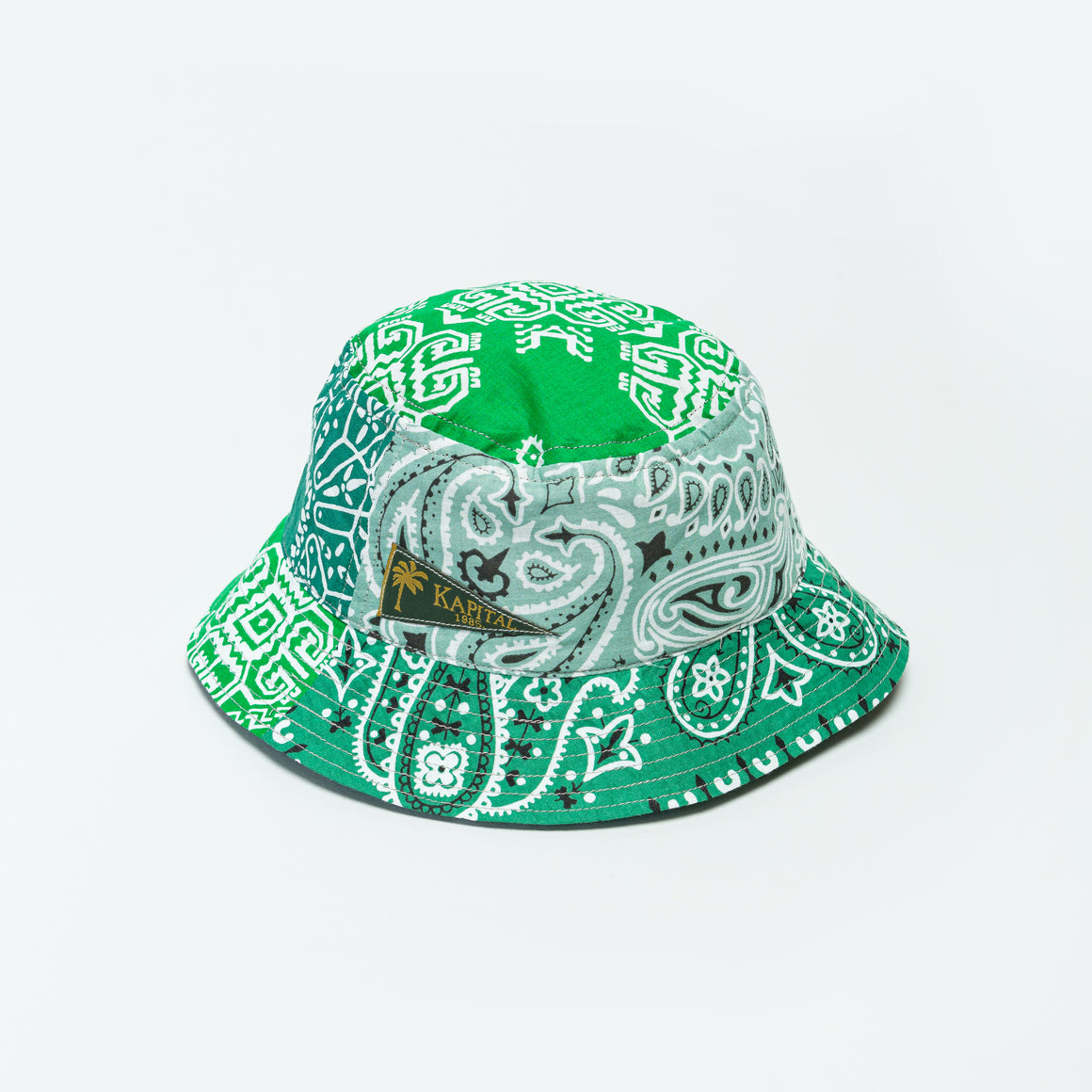 Kapital - Bandana Patchwork BUCKET Hat (Short Brim) - Green - UP THERE
