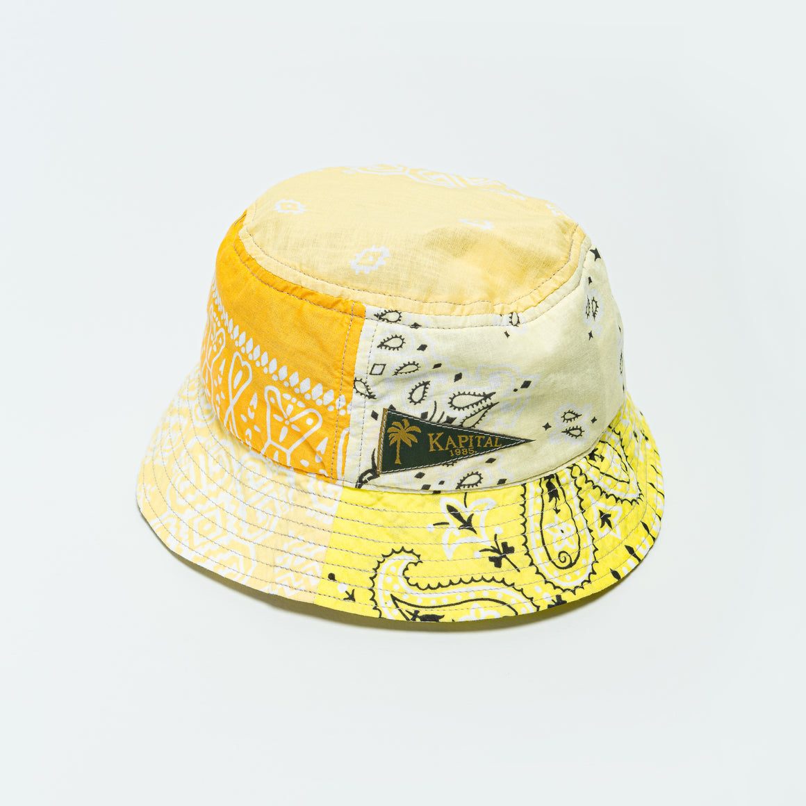 Kapital - Bandana Patchwork BUCKET Hat (Short Brim) - Yellow - UP THERE