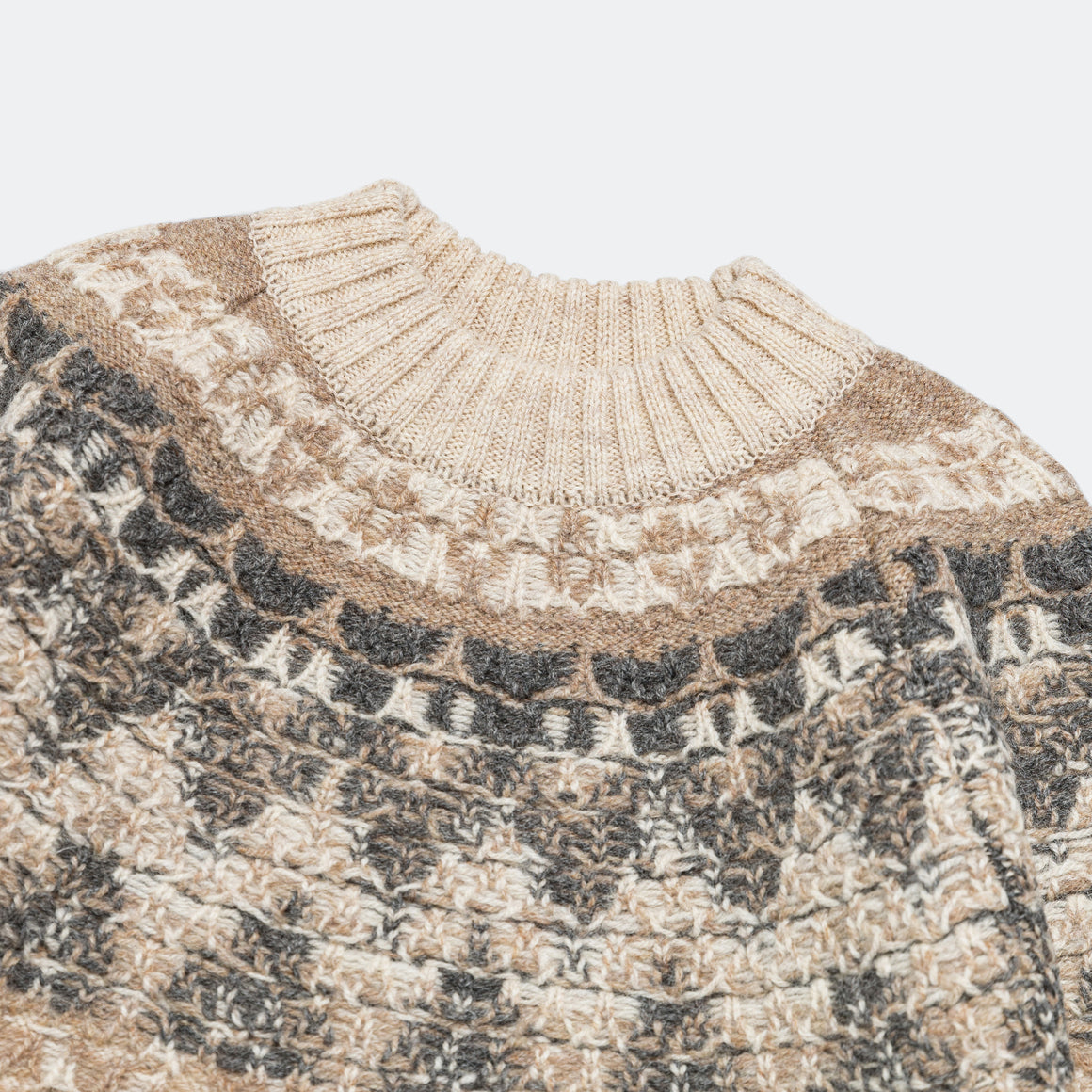 5G Wool NORDIC SMILIE Patch Raglan Sweater - Ecru