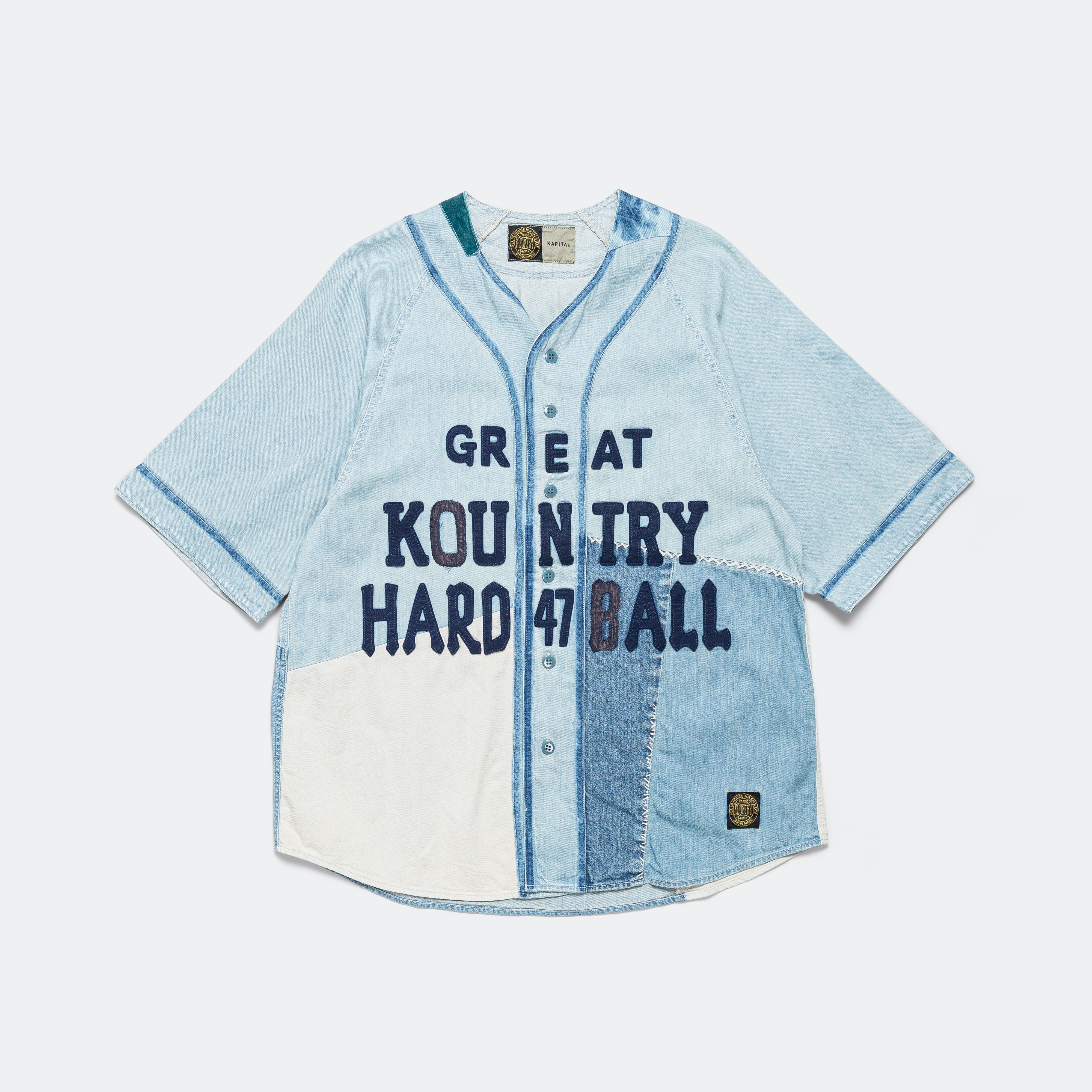 KAPITAL 8oz Reconstruct Denim GREAT KOUNTRY Baseball Shirt | Up