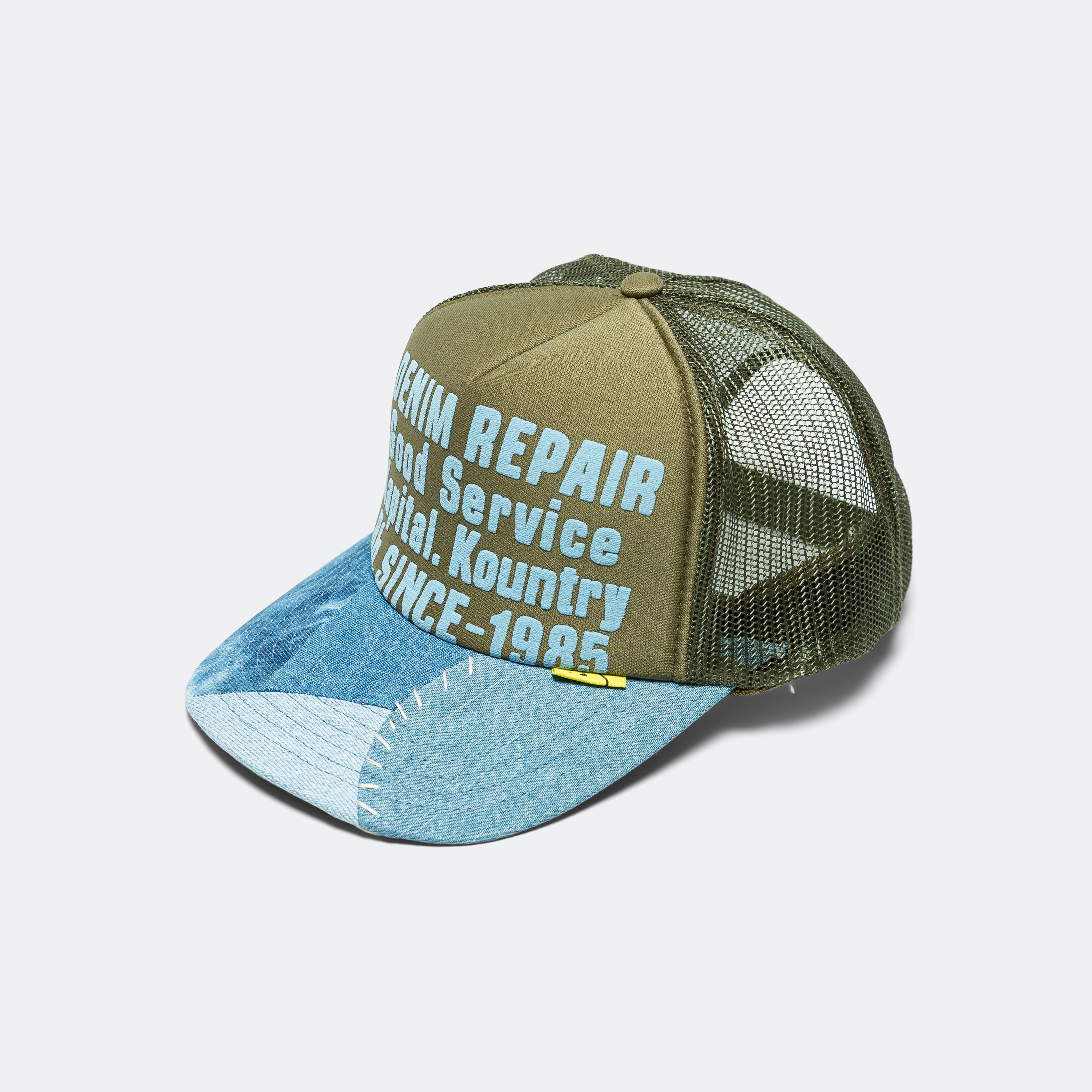 KAPITAL DENIM REPAIR SERVICE Re-Construct Trucker Cap - Dark Green