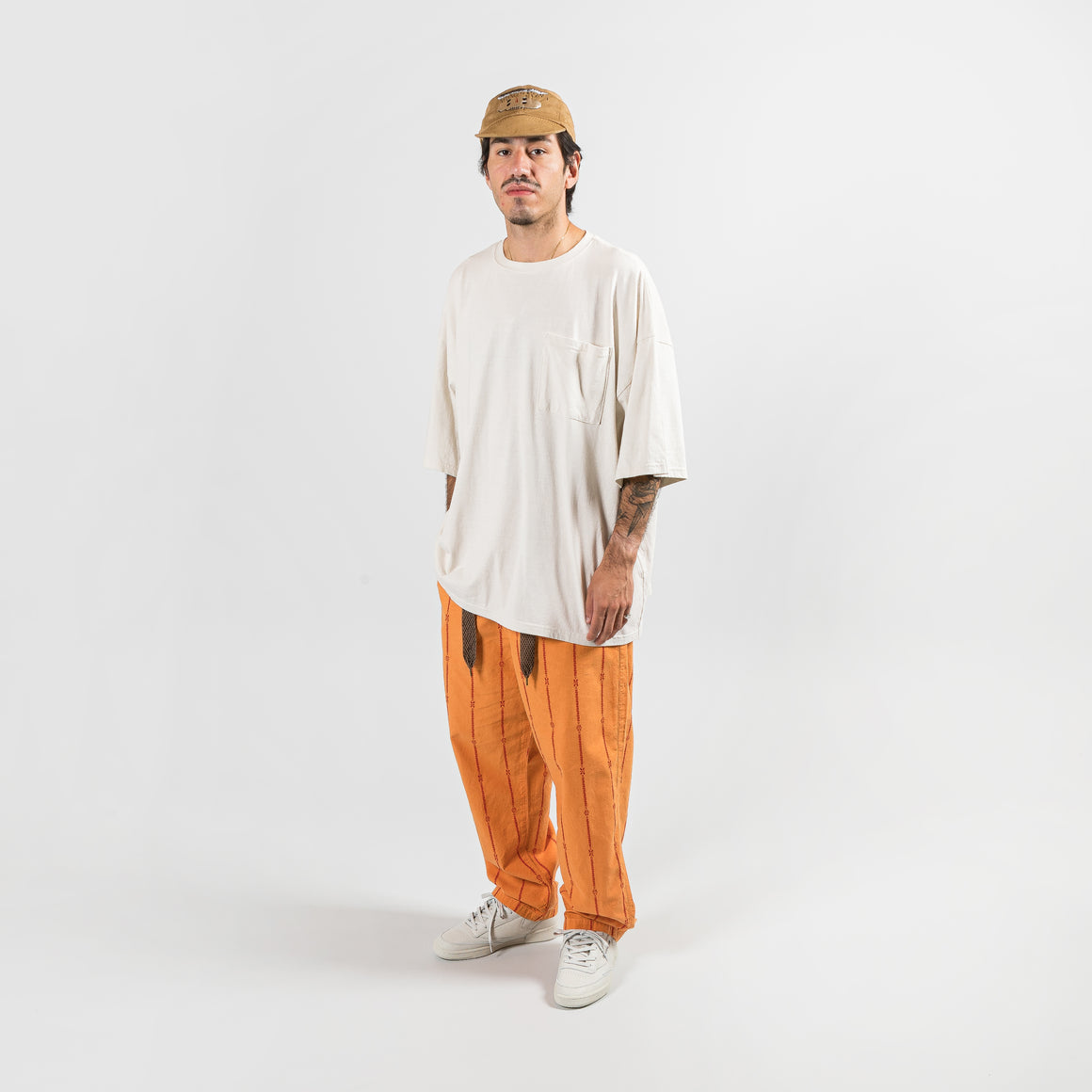 Cotton Linen SIAM Stripe EASY Pants - Orange