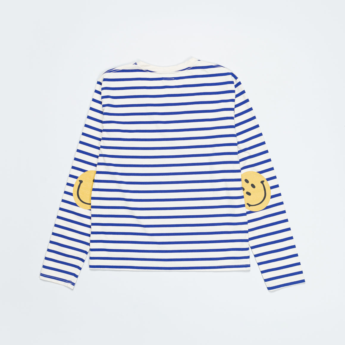 Kapital - Stripe Jersey Crew Long Sleeve T (SMILIE Patch) - Ecru/Blue - UP THERE