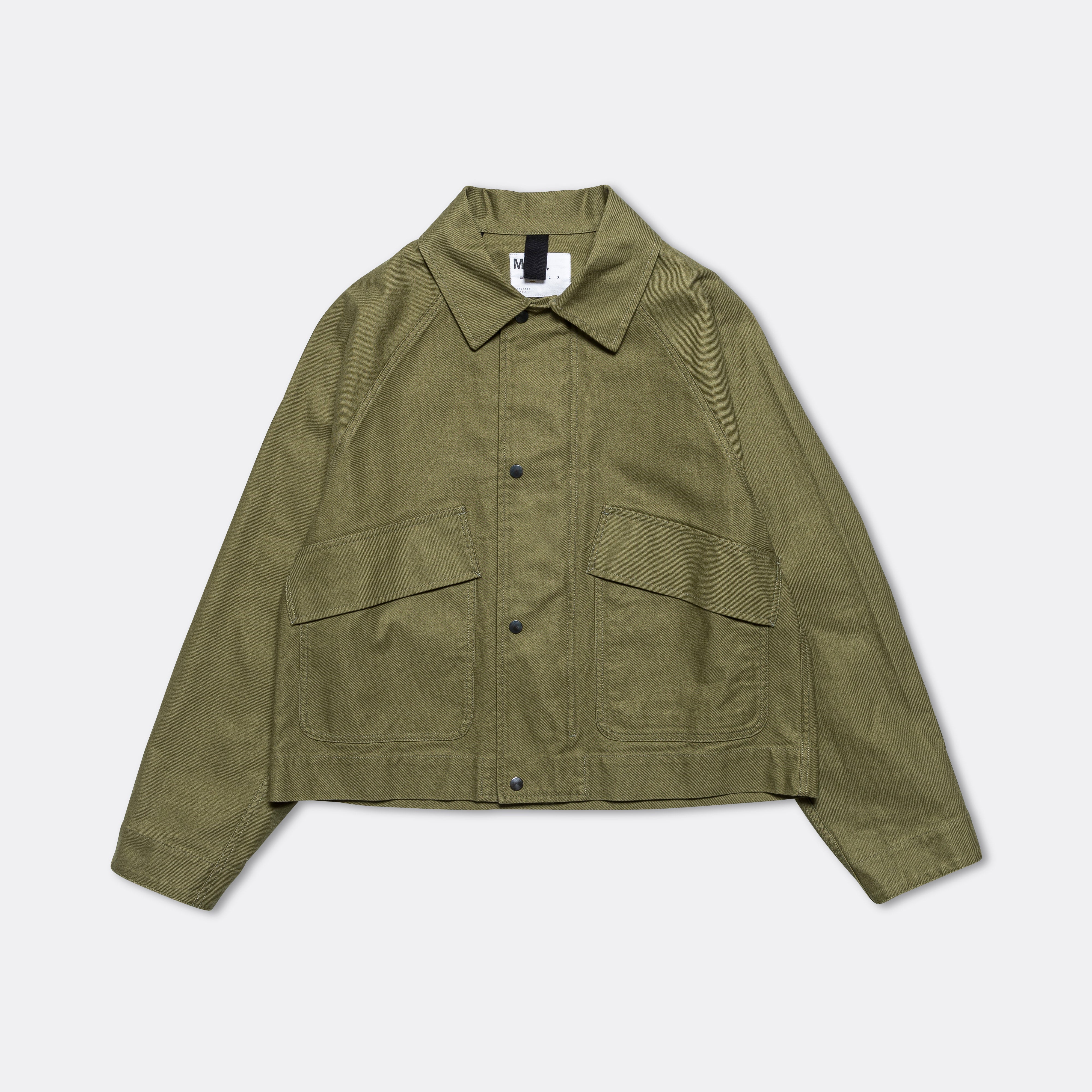 MHL. Cropped Worker Jacket - Army Green Cotton Drill | Up There