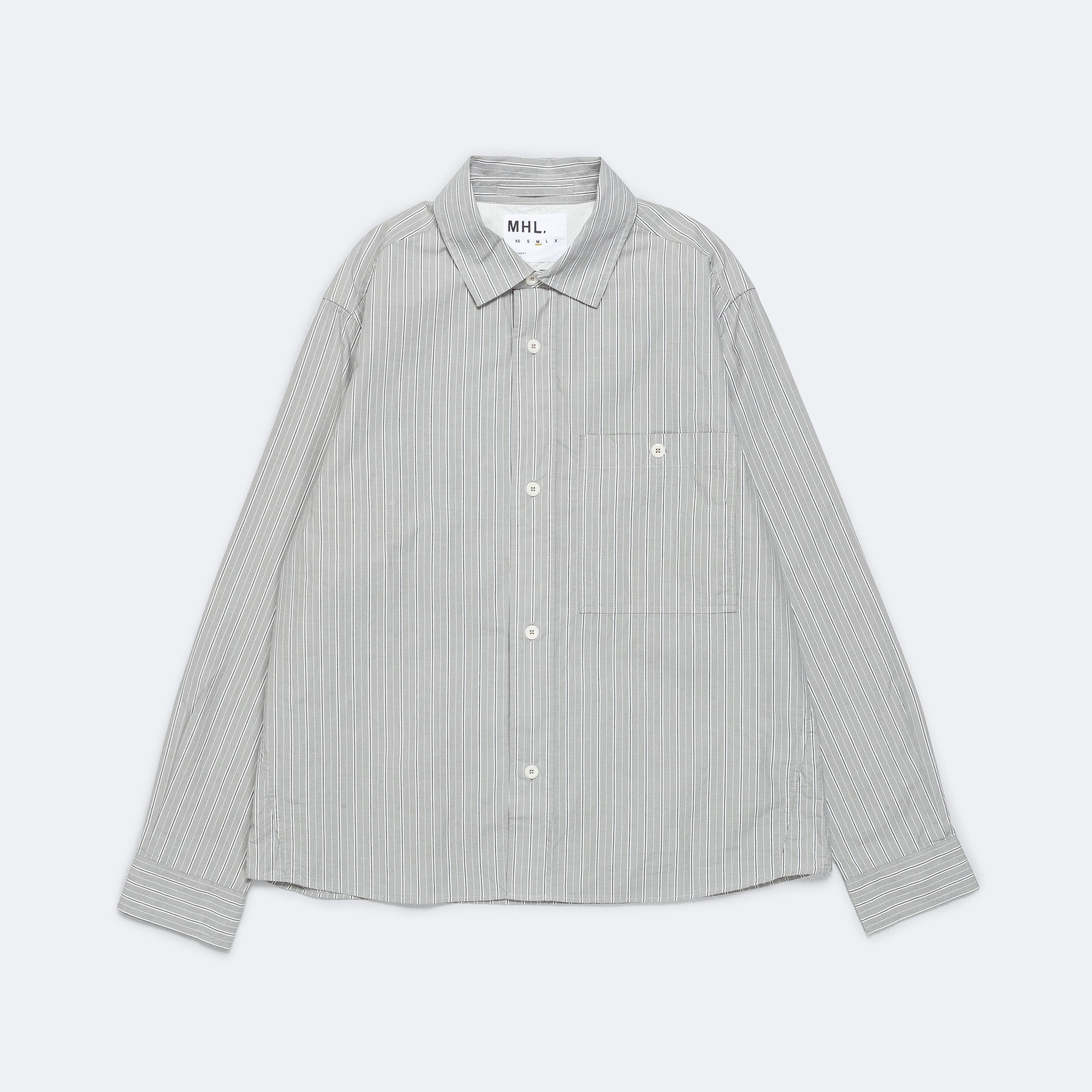 MHL. Overall Shirt PJ Stripe Cotton - Grey/Black | UP THERE