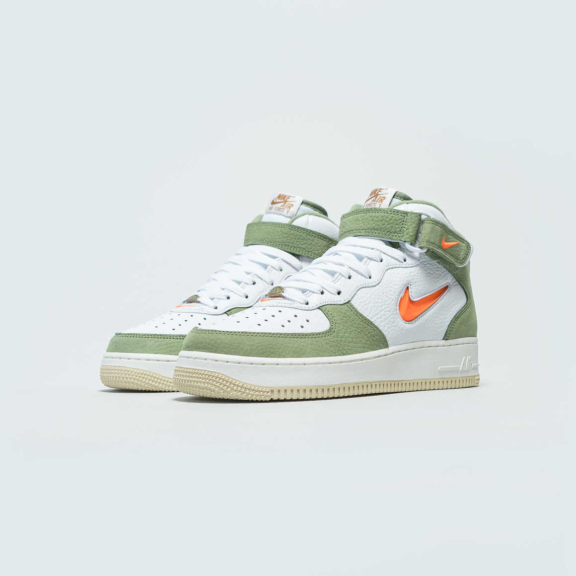 Nike - Air Force 1 Mid QS - White/Total Orange-Green Oil-Sail - UP THERE